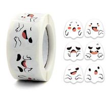 Halloween Ghost Emoji Stickers Children Gift Decoration Food Sealing Stickers, Size: 25x25mm(K-129)