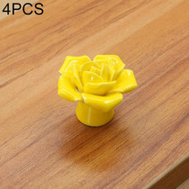 4 PCS 41mm Rose Shape Modern Literary Color Glazed Ceramic Cabinet Drawer Handle(Yellow)