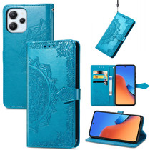 For Xiaomi Redmi 12 Mandala Flower Embossed Leather Phone Case(Blue)