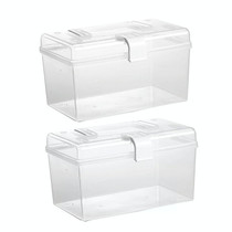 2 PCS Portable Portable Medicine Box Home Medicine Plastic Storage Box, Style: High Small