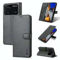 For Xiaomi Poco X4 Pro 5G AZNS Skin Feel Calf Texture Flip Leather Phone Case(Black)