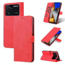 For Xiaomi Poco X4 Pro 5G AZNS Skin Feel Calf Texture Flip Leather Phone Case(Red)