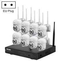 ESCAM WNK718 HD 3.0 Million Pixels 8-channel Wireless + 8IPC Wireless NVR Security System, EU Plug
