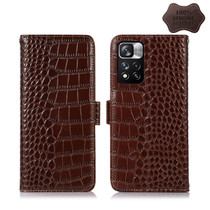 For Xiaomi Redmi Note 11 Pro 4G / 5G Global Crocodile Top Layer Cowhide Leather Phone Case(Brown)
