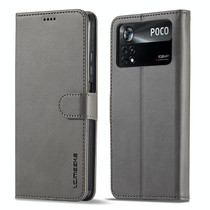 For Xiaomi Poco X4 Pro 5G LC.IMEEKE Calf Texture Leather Phone Case(Grey)