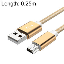 5 PCS Mini USB to USB A Woven Data / Charge Cable for MP3, Camera, Car DVR, Length:0.25m(Gold)