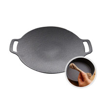 Outdoor Camping BBQ Cast Iron Grill Pan,Style: Baking Pan+Hemp Rope