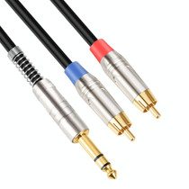 6.35mm Male to Dual RCA Male Audio Cable, Cable Length:3m