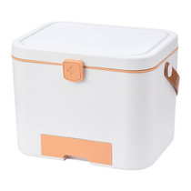 Portable Layered Compartment Medicine Box With Lock(Orange)