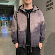 Men Casual Loose Hooded Jacket (Color:Grey Size:XXXXL)