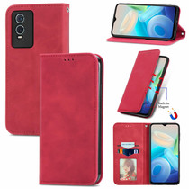 For vivo Y76s Retro Skin Feel Magnetic Flip Leather Case(Red)