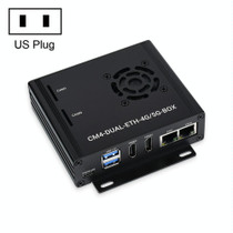 Waveshare Dual Gigabit Ethernet 5G/4G Computer Box with Cooling Fan for Raspberry Pi CM4(US Plug)