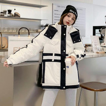 Color Matching White Duck Down Padded Jacket (Color:White Size:S)