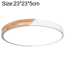 Wood Macaron LED Round Ceiling Lamp, Stepless Dimming, Size:23cm(White)