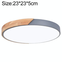 Wood Macaron LED Round Ceiling Lamp, Stepless Dimming, Size:23cm(Grey)