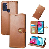 For Motorola Moto G60s Solid Color Leather Buckle Phone Case(Brown)