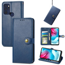 For Motorola Moto G60s Solid Color Leather Buckle Phone Case(Blue)