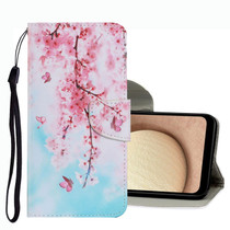 For Samsung Galaxy A02s US Version Coloured Drawing Pattern Leather Phone Case(Cherry Blossoms)