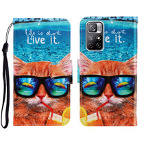 For Xiaomi Redmi Note 11 Global 3D Colored Drawing Horizontal Flip Leather Phone Case(Underwater Cat)