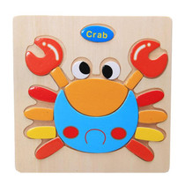 10 PCS Children Educational Toy Wooden Cartoon Jigsaw Puzzle(Crab)