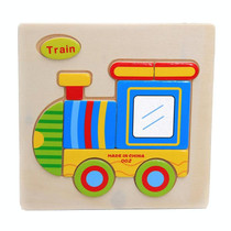 10 PCS Children Educational Toy Wooden Cartoon Jigsaw Puzzle(Train)