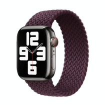 Nylon Single-turn Braided Watch Band For Apple Watch Ultra 49mm&Watch Ultra 2 49mm / Series 9&8&7 45mm / SE 3&SE 2&6&SE&5&4 44mm / 3&2&1 42mm, Length:L 170mm(Crimson Cherry)