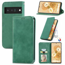 For Google Pixel 6 Retro Skin Feel Business Magnetic Horizontal Flip Leather Case With Holder & Card Slots & Wallet & Photo Frame(Green)