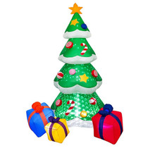 Santa Claus Christmas Tree Snowman Inflatable LED Luminous Christmas Ornaments, US Plug(QM0201-2.1M)