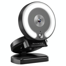 Landshine 90 Degree Wide-angle 2K USB Autofocus Computer Live Beauty HD Camera with Ring Light