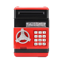 Password Safe Deposit Box Children Automatic Savings ATM Machine Toy, Colour:  Red&Black