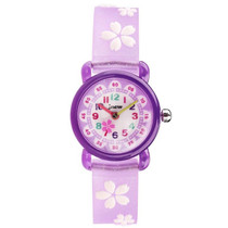 JNEW A335-86195 Children Cute Cartoon Waterproof Time Cognitive Quartz Watch(Sakura (Purple))