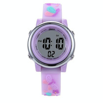 JNEW A86628 Student Cartoon 3D Butterfly Multi-Function Waterproof LED Sports Electronic Watch(Light Purple)