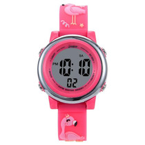 JNEW A380-86576 Student Cartoon Flamingo Waterproof Luminous Multifunction LED Electronic Watch(Rose Red)