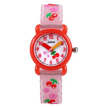 JNEW A335-86236 Children Cute Cartoon Cherry Waterproof 3D Silicone Quartz Watch(Red)