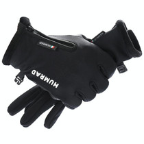 HUMRAO Outdoor Riding Gloves Winter Velvet Thermal Gloves Ski Motorcycle Waterproof Non-Slip Gloves, Size:XXL(Black)