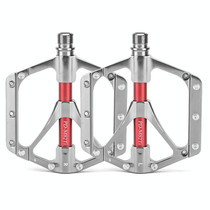 PROMEND PD-M82-TI 1 Pair Mountain Bicycle Titanium Alloy Shaft 3-Bearings Wide Pedals (Silver)