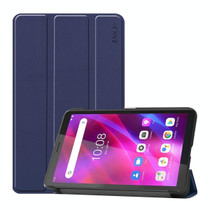 For Lenovo Tab M7 1/2/3 ENKAY Custer Texture Horizontal Flip PU+PC Leather Case with Three-folding Holder(Dark Blue)