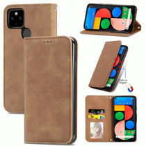 For Google Pixel 5a 5G Retro Skin Feel Business Magnetic Horizontal Flip Leather Case with Holder & Card Slots & Wallet & Photo Frame(Brown)