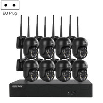 ESCAM WNK618 3.0 Million Pixels 8-channel Wireless Dome Camera HD NVR Security System, Support Motion Detection & Two-way Audio & Full-color Night Vision & TF Card, EU Plug