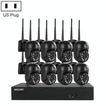 ESCAM WNK618 3.0 Million Pixels 8-channel Wireless Dome Camera HD NVR Security System, Support Motion Detection & Two-way Audio & Full-color Night Vision & TF Card, US Plug