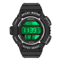 SANDA 2106 LED Digital Display Luminous Alarm Clock Men Outdoor Sports Electronic Watch(Black White)