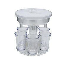 6 Cups Wine Dispenser Automatic Diversion Wine Pourer With Game Turntable, Style: Round Transparent with Transparent Cup