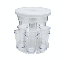 6 Cups Wine Dispenser Automatic Diversion Wine Pourer With Game Turntable, Style: Hexagon Transparent with Transparent Cup