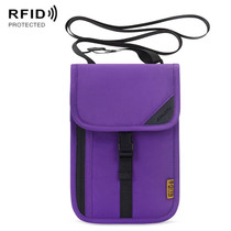 1062 Travel Passport Bag RFID Multi-Function Document Holder Hanging Neck Ticket Protective Case(Purple)