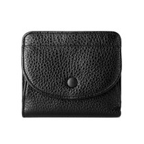 Leather Coin Bag Small Portable Wallet Mini Card Package(Black)