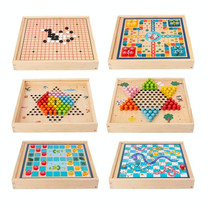 Children Wooden Multifunctional Parent-Child Interactive Puzzle Board Toy, Set Specification: 6 In 1 Chess