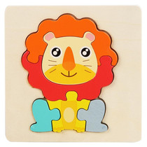 5 PCS Children Wooden Three-Dimensional Puzzle Early Education Cartoon Animal Geometric Educational Toys(Lion)