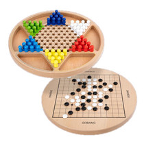 Children Wooden Multifunctional Parent-Child Interactive Puzzle Board Toy, Set Specification: 2 In 1 Hockey + Five Sorrows