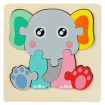 5 PCS Children Wooden Three-Dimensional Puzzle Early Education Cartoon Animal Geometric Educational Toys(Elephant)
