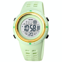 SKMEI 1773 Triplicate Round LED Dual Time Digital Display Colorful Backlight Electronic Watch(Light Green)